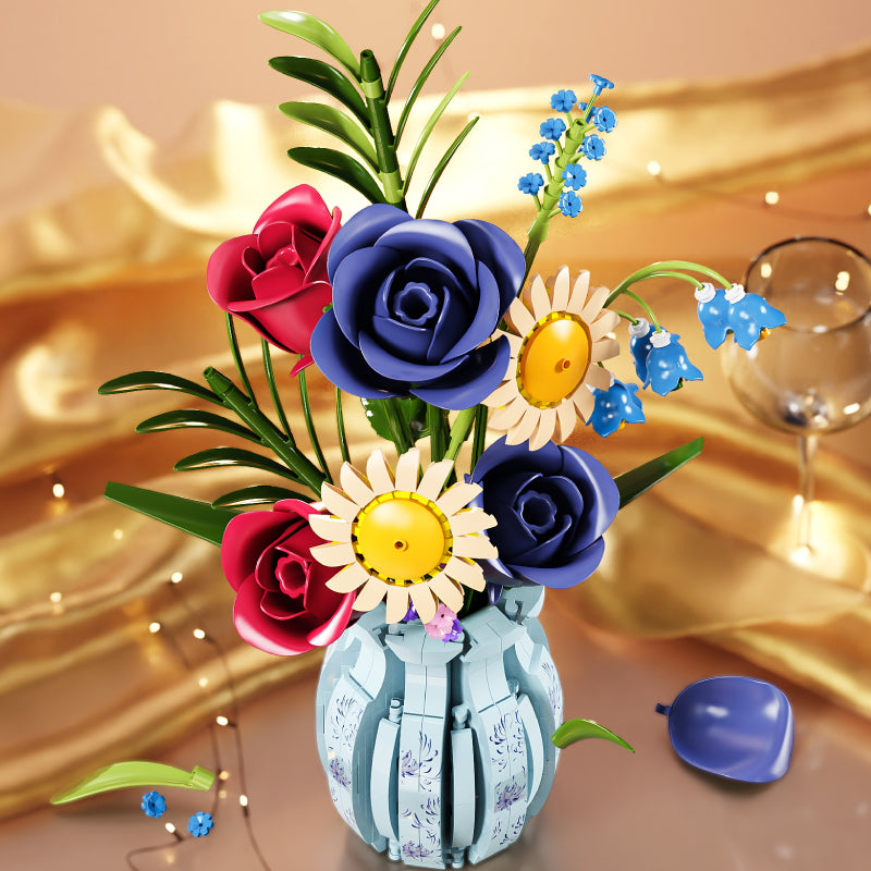 BloomBlock Flor Macetero Celeste