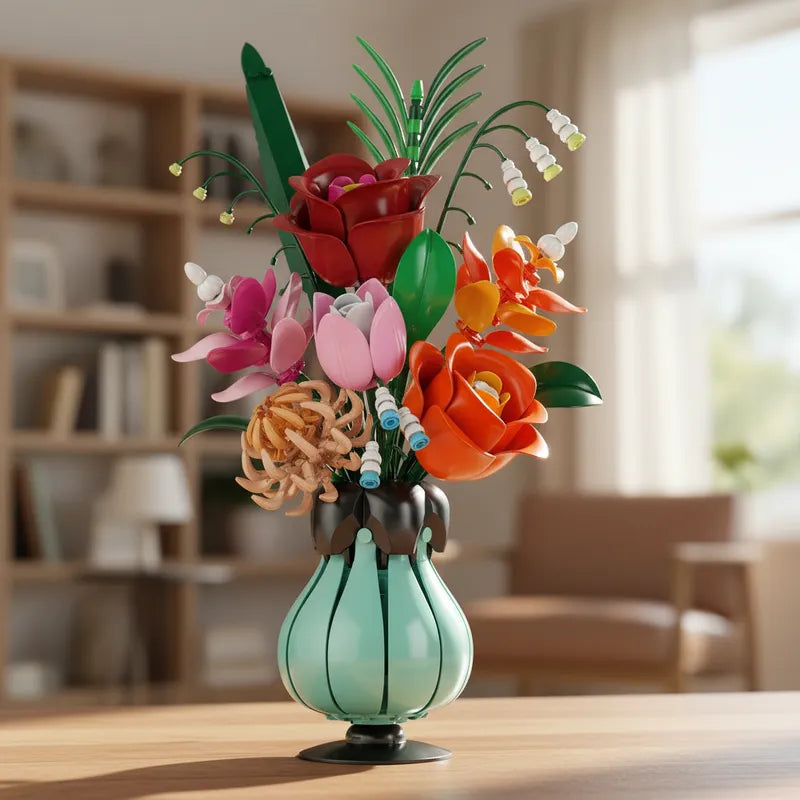 BloomBlock Flor Macetero Celeste II